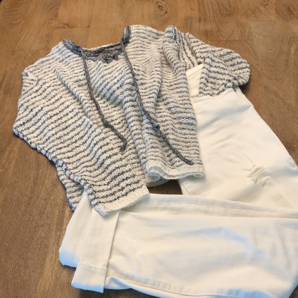 Black and Cream Knit Hoodie by Mur Mur